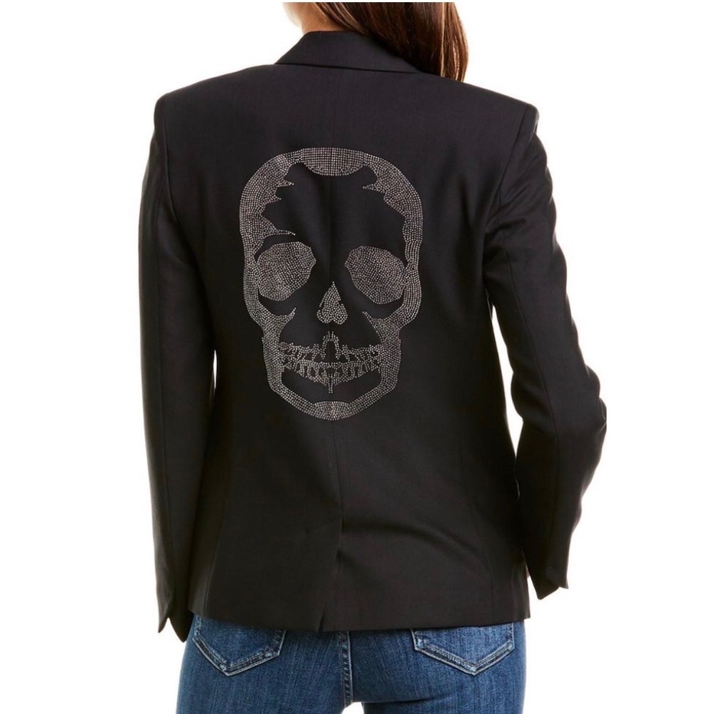 Zadig & Voltaire Vedy Bis Skull Blazer 38 Black Rhinestone Rock Chic